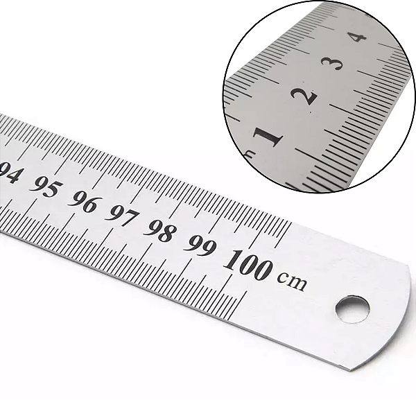 Régua De Metal Aço Inox 100 cm-1 Metro Profissional Flexivel