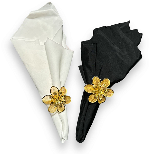 Kit 6 Porta Guardanapos Flor Lírio Anel Luxo Mesa Posta