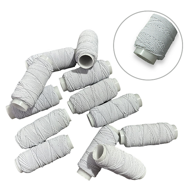 12 Rolos Fio Lastex Elástico 10m Branco P/ Mega Hair Costura