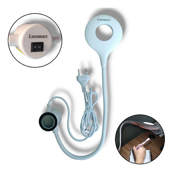 Luminária Redonda Led C/Haste Flexível Leitura Estudo Bivolt