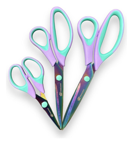 Kit 3 Tesouras De Titânio Princess Cabo Soft Corte Premium