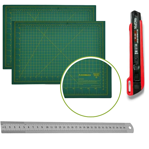 Kit Base Corte A3 Patchwork + Estilete Premium + Régua 30cm
