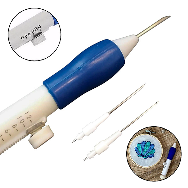 Kit Agulha Mágica Caneta Ponto Russo Bordar Artesanato