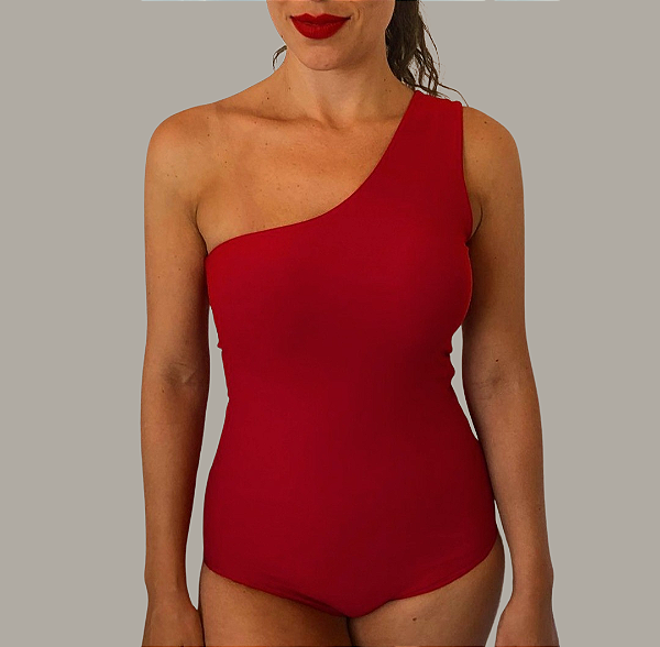 Body Mabel Um Ombro Sem Manga Vermelho
