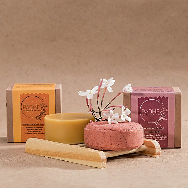 Kit Shampoo em Barra Nutrição Cabelos Secos e Ressecados + Condicionador - Natural e Vegano