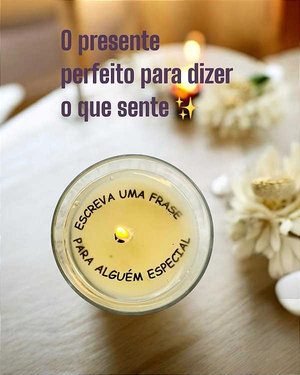 Vela com a frase personalizada