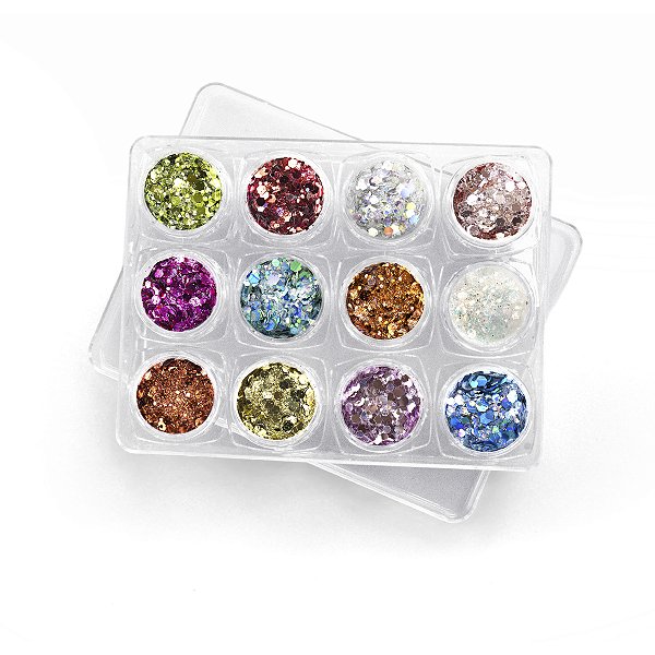 Glitter Flocado Para Unhas - Kit com 12 Unidades