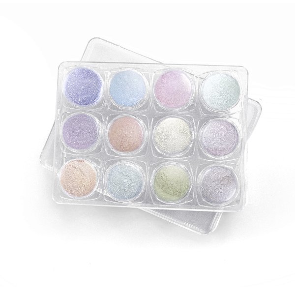 Pó Asa de Borboleta Cromado para Decoração de Unhas - Kit com 12 Unidades