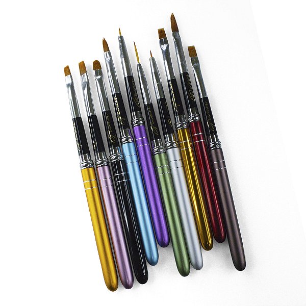 Kit Premium com 10 Pincéis para Nail Art
