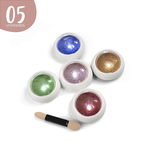 Pó Cromado Metalizado para Decoração de Unhas - Kit com 5 Unidades