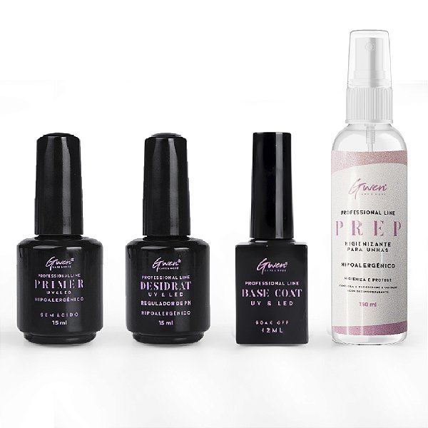 Kit Preparadores - Prep, Desidrat, Primer e Base Coat
