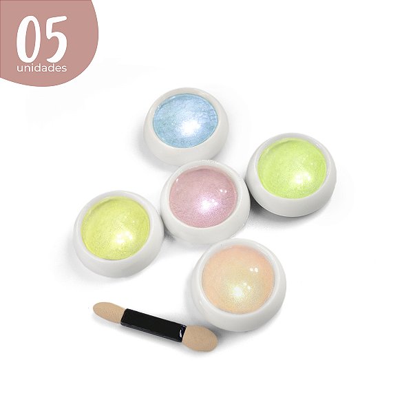 Pó Fino para Decoração De Unhas - Kit com 5 Unidades