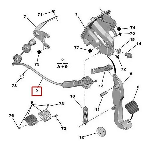 Cabo embreagem Peugeot 207 1.4 1.6 Regulagem Automática Original