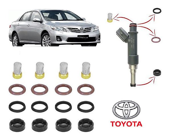 Kit Reparo 4x Bico Toyota Corolla 1.8 2.0 16v Flex 2011 a 2014 2325037030 Ds1266