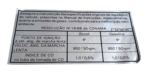 Etiqueta 'ignição' Gol Cl Gl Gts Gti - Original Vw Nova