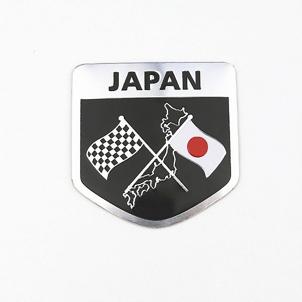 Emblema adesivo de alumínio Japão 5x5cm