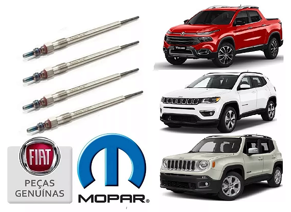 Jogo velas aquecedoras original Fiat Toro Jeep Compass Renegade Diesel 55200755