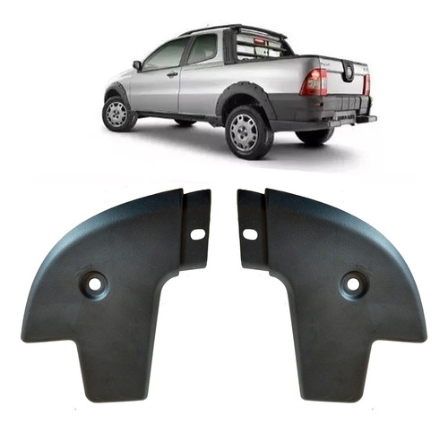 Par moldura superior traseiro caçamba Fiat Strada 96/2013 735258678-735258679