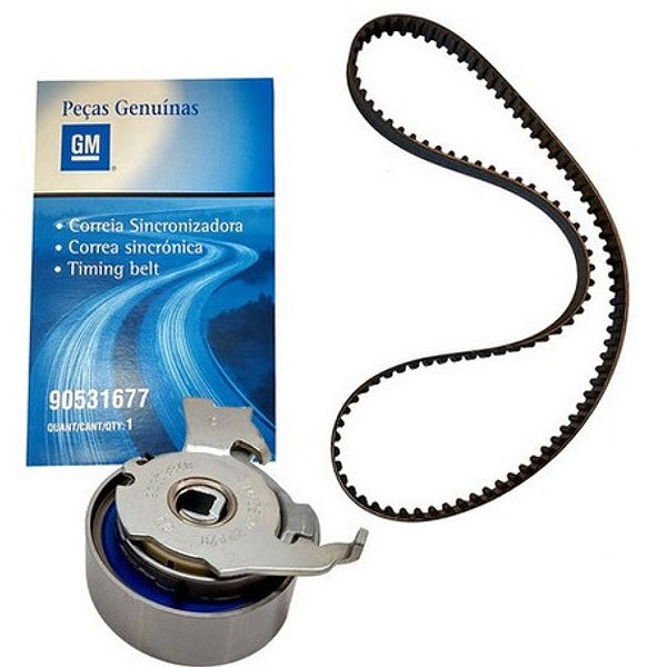 Kit correia dentada + tensor motor 1.0 1.4/ 1.8 8V - Cobalt de 2011 a 2019 Celta Classic Original 93353848-90531677