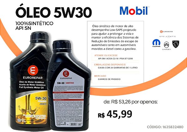 Óleo Eurorepar 5w30 sintético Mobil