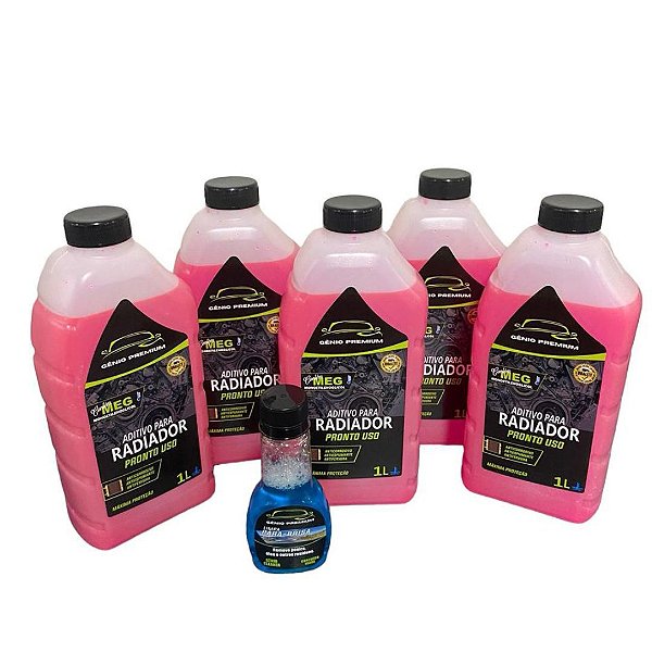 Kit 5 Litros Aditivo Radiador Rosa Pronto Para Uso + Brinde