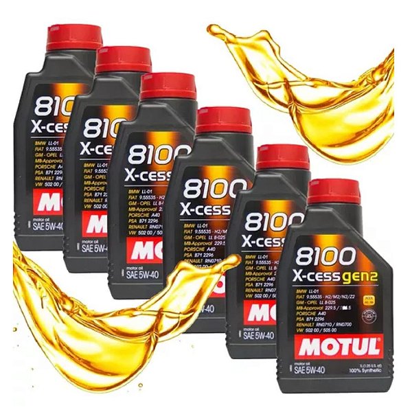 Kit 6lt Óleo Motul 8100 X-cess 5w40 Sintético Carro 6 Litros