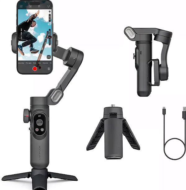 Estabilizador de cardan para smartphone Aochuan Smart X Pro Gimbal de 3 eixos com roda de foco