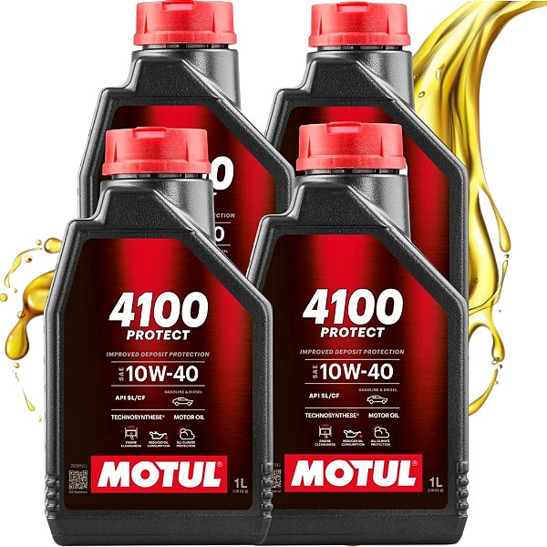 Kit 4L Óleo De Motor Motul 4100 10w40 Protect Semi Sintético 1l