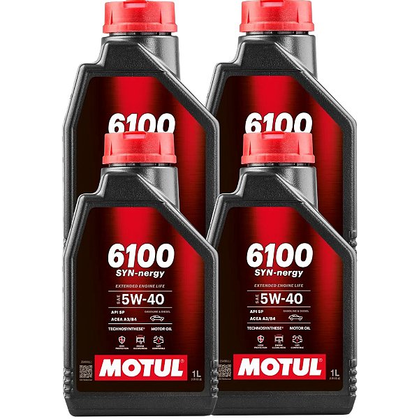 Kit 4 Litros Oleo Motul 6100 Syn-nergy 5w40 1l + BRINDE