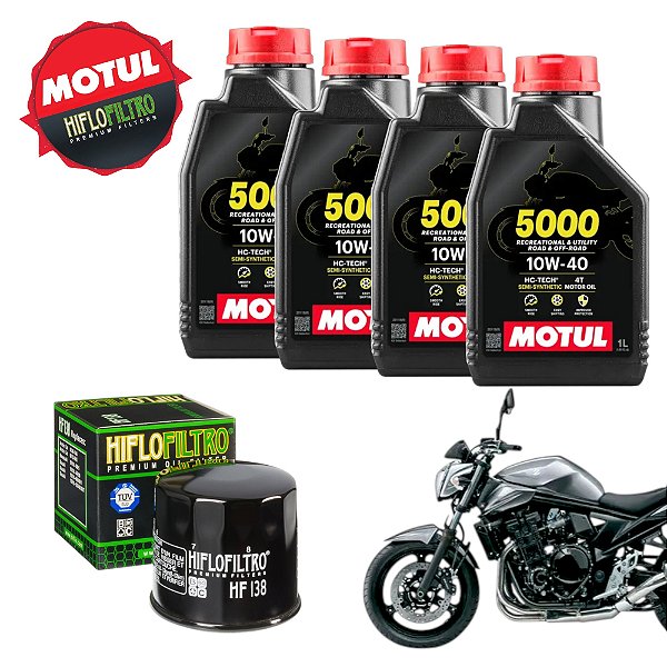 Kit Filtro Hf138 + 4 Óleo Motul 5000 10w40 Suzuki Bandit 650