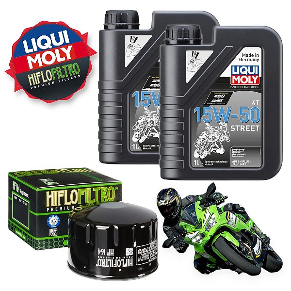 Kit 2 Óleos Liqui Moly 15w50 + Filtro Hf303 Kawasaki Zx10 Vulcan Ninja400