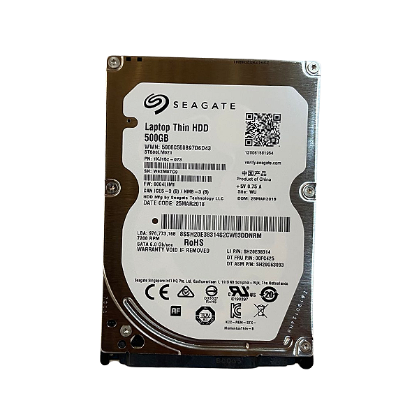 HD 500GB 7200RPM NOTEBOOK SEAGATE NV MODELO: ST500LM021