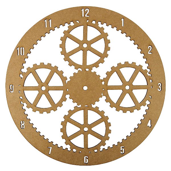 Relógio de Parede Engrenagens 30x30cm em MDF