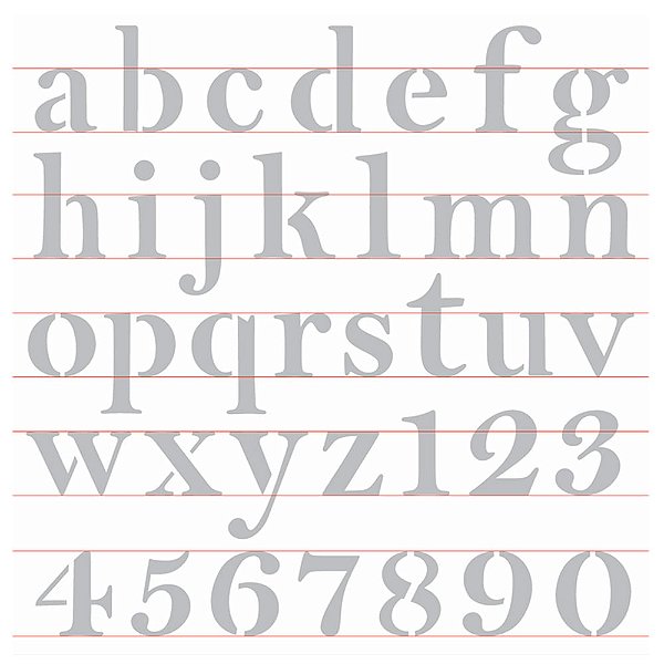 Stencil OPA 30,5x30,5 2517 Alfabeto Reto Minúsculo