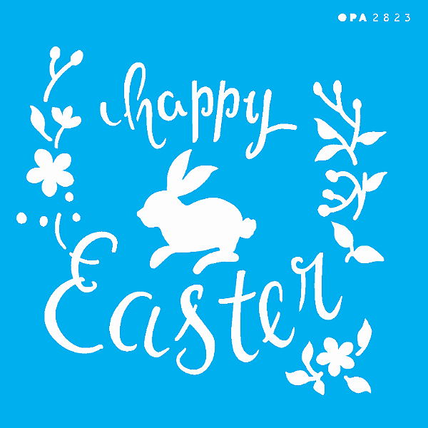 Stencil OPA Páscoa 14x14 2823 Happy Easter I