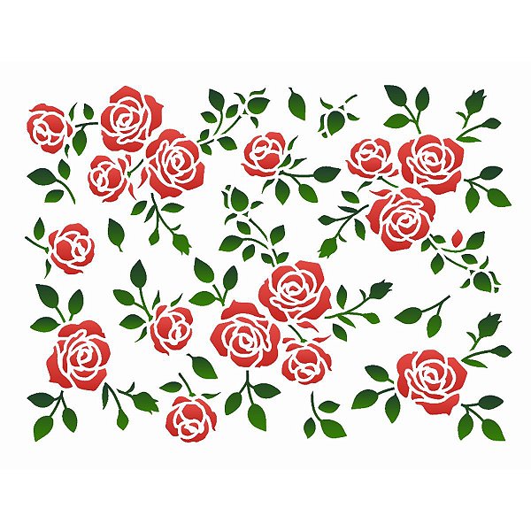 Stencil OPA 15x20 3431 Estamparia Floral Rosas