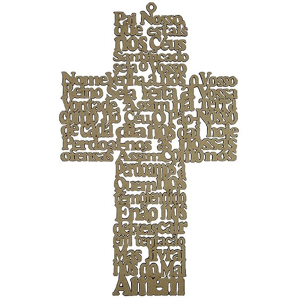 Aplique Crucifixo Oração Pai Nosso 36x21,5cm em MDF