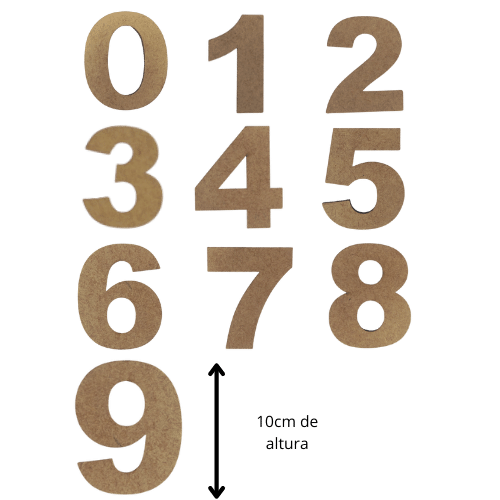 Aplique Números Arial Black em MDF 10cm