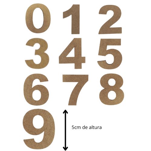 Kit Aplique Números Arial Black em MDF 5cm Altura com 10 peças