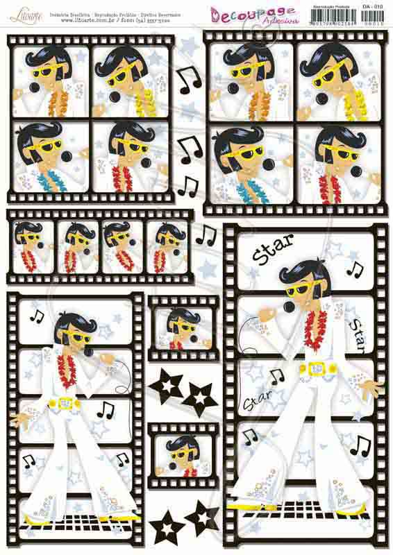 Papel Adesivo Decoupage Litoarte DA-010 22,8x30,8 Elvis Presley