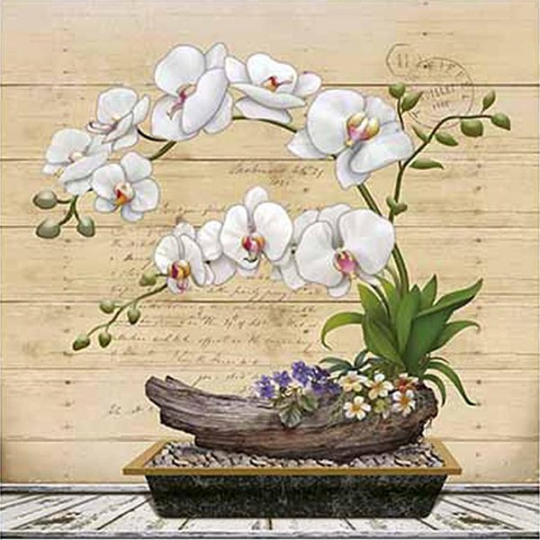 Papel Decoupage Arte Francesa Litoarte AFQ-398 Orquídea Branca 21x21cm