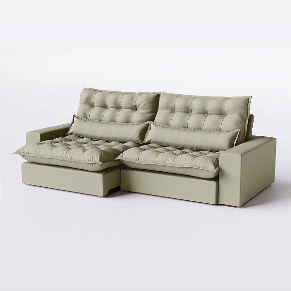 Sofá Retrátil e Reclinável 2,70m Com 4 Lugares Estrutura de Madeira Maciça Suede Real Castor - Volt - Home Mobily