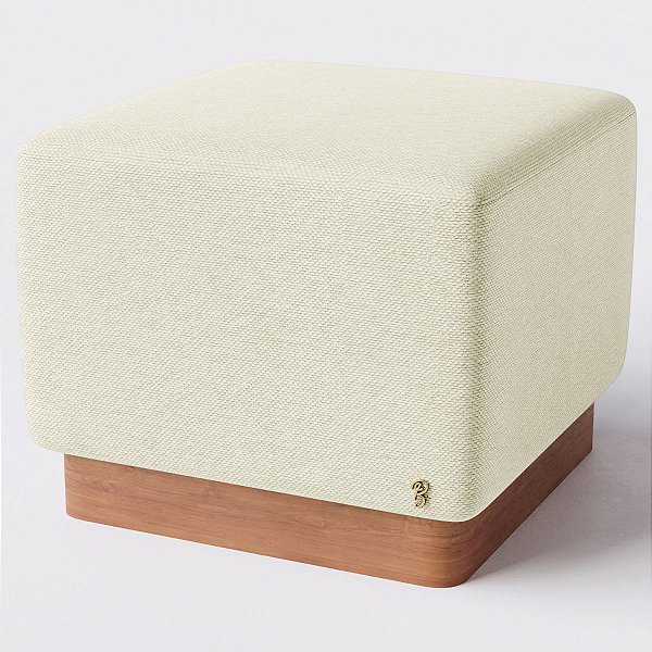 Puff Para Sala Beta em Suede Off white - Home Mobily