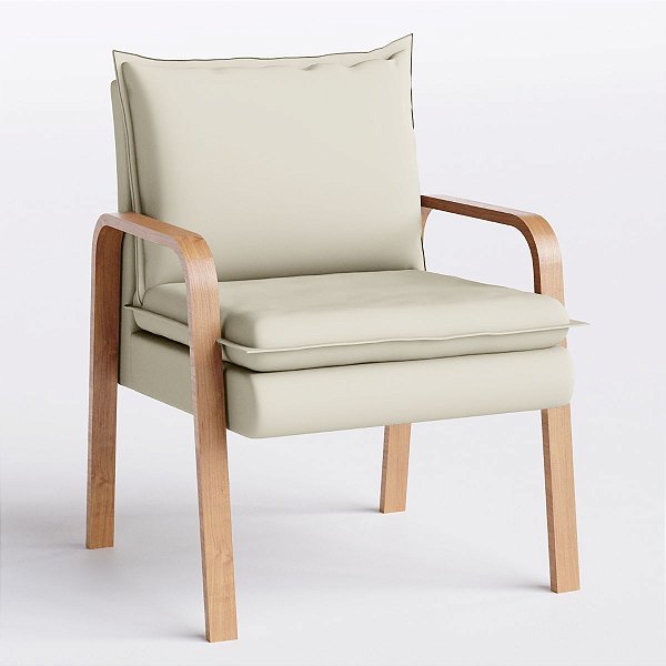 Poltrona Para Sala Bela - Suede Bege - Home Mobily