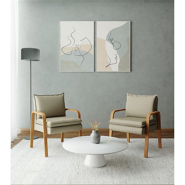 Kit Com 2 Poltronas Decorativa em Veludo Castor Cascalho - Bela