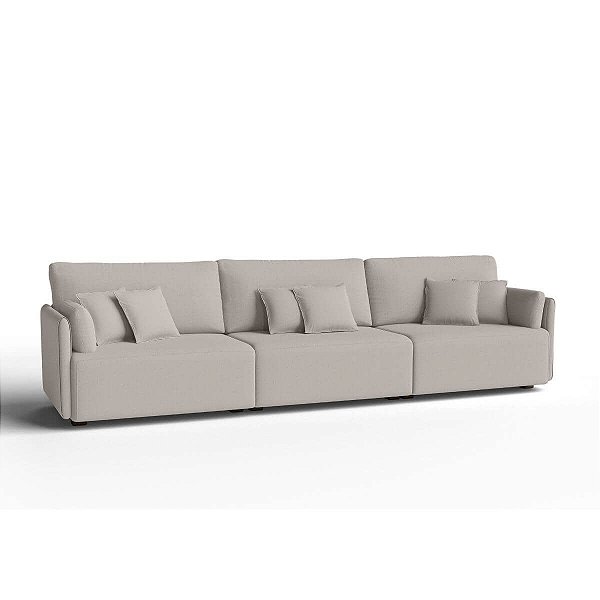 Sofá Living Modulado 3,55m em Veludo Off White Barcelona - Home Mobily