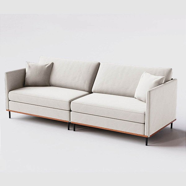 Sofá Living Modular 1,85m em Linho Off White Roma - Home Mobily
