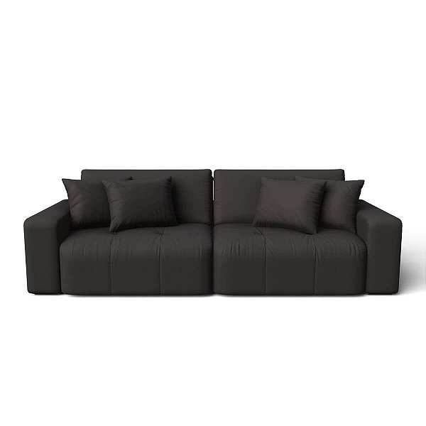 Sofá Cama Luxo 2,36m em Suede Noite Preto - Estocolmo - Home Mobily