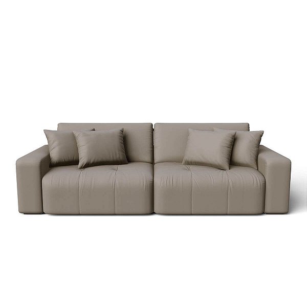 Sofá Cama Luxo 2,56m em Suede Real Castor - Estocolmo - Home Mobily