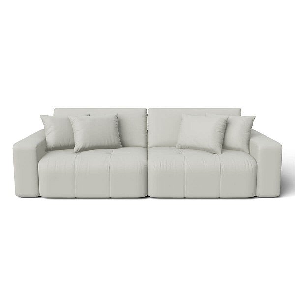 Sofá Cama Luxo 2,76m em Veludo Off White - Estocolmo